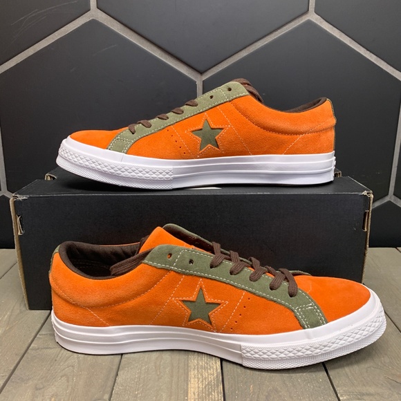 New Converse One Star Ox Low Orange Green Sneakers - Picture 2 of 6